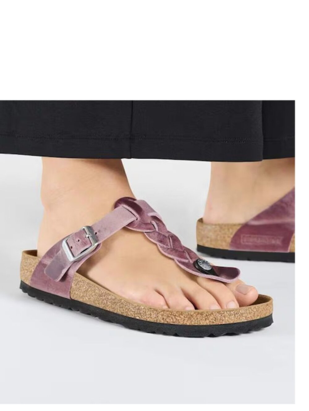 Birkenstock Gizeh Braided Oiled Leather Sandals in Lavender Size 38 NEW - Picture 9 of 10